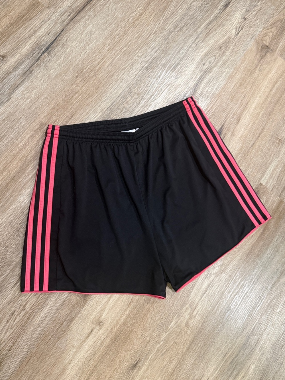 adidas Black Shorts with Pink Side Stripes
